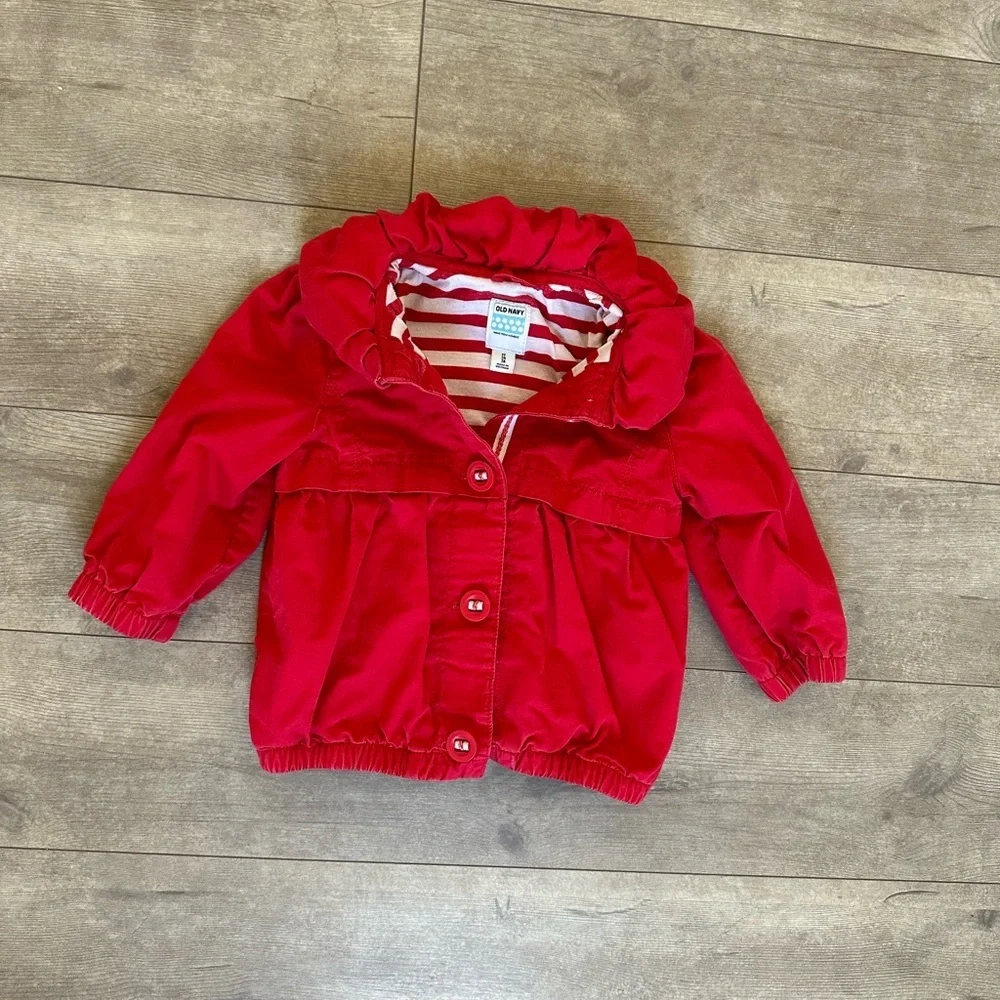 Y2K Old Navy Red White Button Coat Jacket 2T Toddler Girl  Vguc